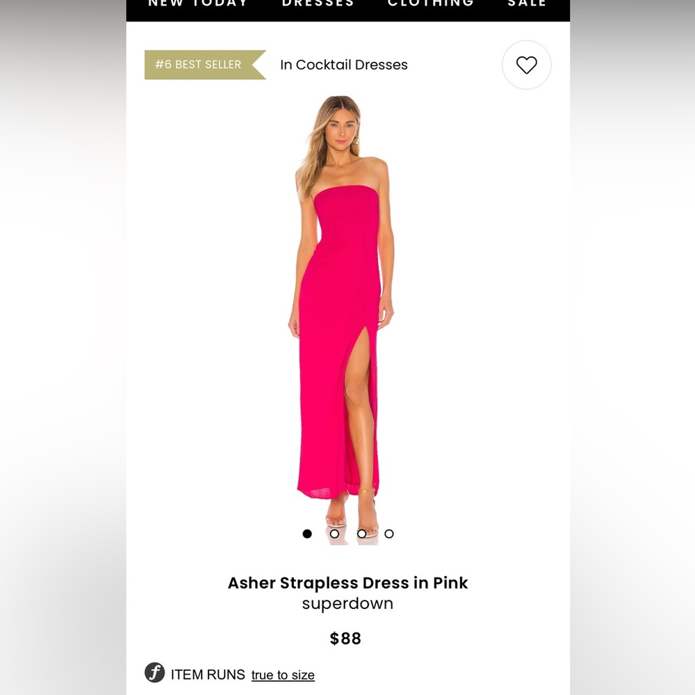 Superdown Asher Strapless Dress in Pink